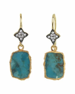 Outlet 😀 Rachel Reinhardt 14K Over Silver Turquoise Drop Earrings 👩 Women 🥰