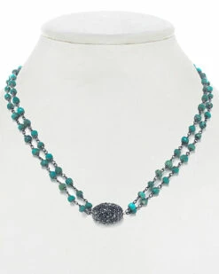 New 🥰 Rachel Reinhardt Plated Silver Turquoise & Crystal Necklace 👩 Women Necklaces 👍