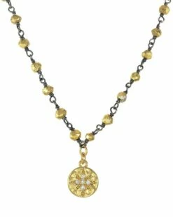 Cheap 👍 Rachel Reinhardt 14K Over Silver Pyrite CZ Starburst Wrap Necklace 👩 Women Necklaces 🛒