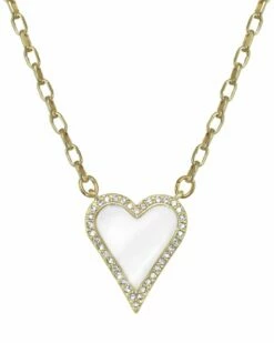 Best reviews of 💯 Rachel Reinhardt 14K Vermeil White Enamel & CZ Pave Heart Necklace 👩 Women Necklaces ⌛