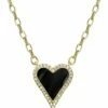 Buy 💯 Rachel Reinhardt 14K Vermeil Black Enamel & CZ Pave Heart Necklace 👩 Women Necklaces 🧨