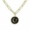 Flash Sale ✔️ Rachel Reinhardt 14K Vermeil Black Enamel & CZ Star Moon Necklace 👩 Women Necklaces 🛒