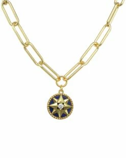 Buy 👏 Rachel Reinhardt 14K Vermeil Blue Lapis Enamel & CZ Star Pendant Necklace 👩 Women Necklaces 😉