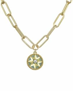 Budget ⭐ Rachel Reinhardt 14K Vermeil Amazonite Enamel & CZ Star Pendant 👩 Women Necklaces 🔥
