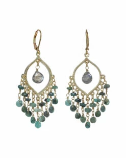 New 🧨 Rachel Reinhardt 14K Over Silver Gemstone Fringe Chandelier Earrings 👩 Women 🌟