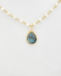 Outlet ๐ Rachel Reinhardt 14K Over Silver Labradorite & 3-4mm Pearl Necklace ๐ฉ Women Necklaces ๐