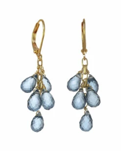 Flash Sale ✔️ Rachel Reinhardt 14K Plated London Blue Quartz Briolette Earrings 👩 Women ❤️