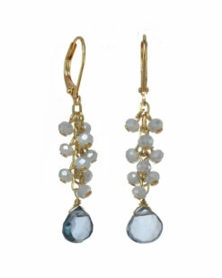 Promo 🎁 Rachel Reinhardt 14K Plated London Blue Quartz Crystal Cluster Earrings 👩 Women 🎉