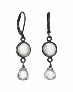 Coupon 💯 Rachel Reinhardt Gunmetal Plated Clear Quartz Earrings 👩 Women 🥰