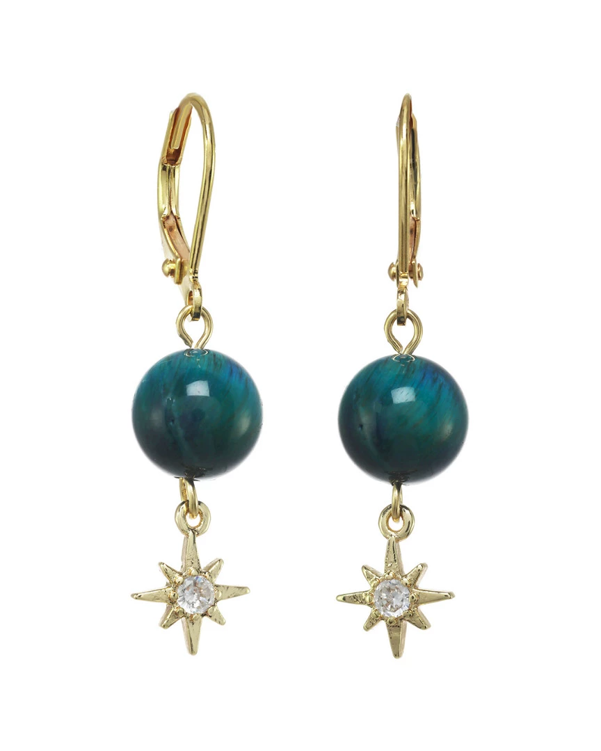 New ๐ฅ Rachel Reinhardt 14K Over Silver Tiger's Eye CZ Star Drop Earrings ๐ฉ Women ๐