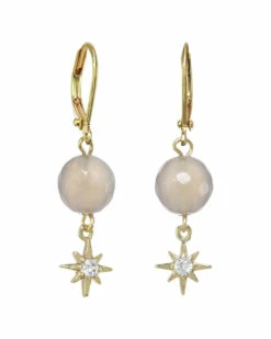 Best Sale 🤩 Rachel Reinhardt 14K Over Silver Agate CZ Star Drop Earrings 👩 Women 🔥