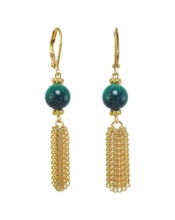 Best Sale 🛒 Rachel Reinhardt 14K Plated Blue Tigers Eye Fringe Earrings 👩 Women 🔥