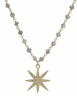 Discount ❤️ Rachel Reinhardt 14K Over Silver Labradorite & Crystal Necklace 👩 Women Necklaces 🔔