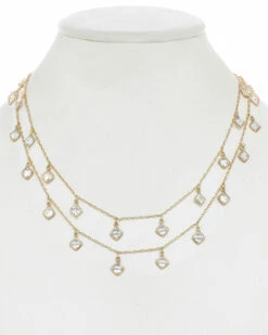 Best Sale ❤️ Rachel Reinhardt 14K Gold Over Silver CZ Layered Necklace 👩 Women Necklaces ⌛