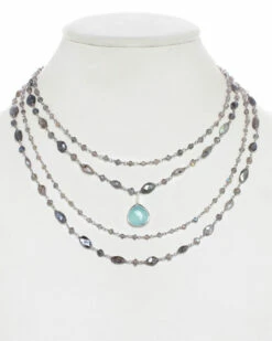 Best Pirce ✔️ Rachel Reinhardt Silver Gemstone Layered Necklace 👩 Women Necklaces 🎉