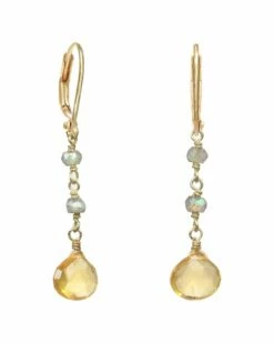 Flash Sale 😍 Rachel Reinhardt Gold Over Silver Gemstone Delicate Drop Earrings 👩 Women 🌟