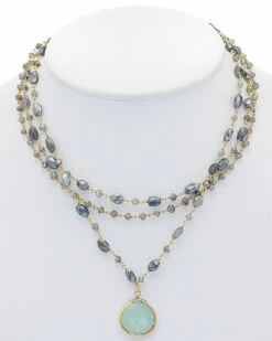 Best deal 😍 Rachel Reinhardt 14K Over Silver Chalcedony & Labradorite Necklace 👩 Women Necklaces 💯