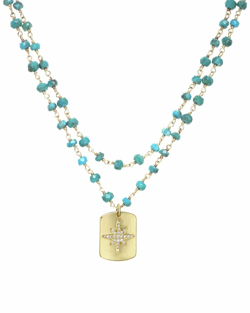Best deal ๐ฅ Rachel Reinhardt 14K Over Silver Turquoise CZ Starburst Necklace ๐ฉ Women Necklaces ๐