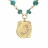 Budget ⭐ Rachel Reinhardt 14K Over Silver Turquoise CZ Moon Pendant Necklace 👩 Women Necklaces 👍