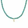 Best Pirce 🌟 Rachel Reinhardt 14K Over Silver Turquoise Petite Lightning Bolt Necklace 👩 Women Necklaces 🌟