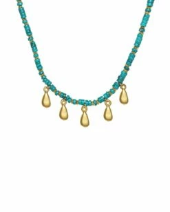 Hot Sale ⭐ Rachel Reinhardt 14K Plated Turquoise Filigree Necklace 👩 Women Necklaces 😍