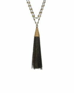 Best Sale 😉 Rachel Reinhardt Silver Pyrite Tassel Necklace 👩 Women Necklaces 🛒