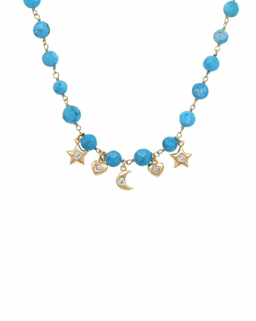 Top 10 โญ Rachel Reinhardt 14K Over Silver Turquoise CZ Celestial Drop Necklace ๐ฉ Women Necklaces ๐คฉ