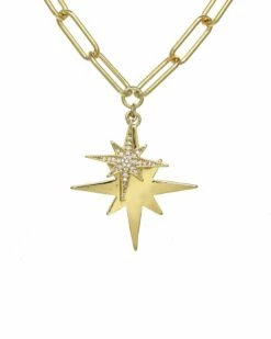 Best Pirce 😍 Rachel Reinhardt 14K Over Silver CZ Star Pendant Necklace 👩 Women Necklaces 🔔