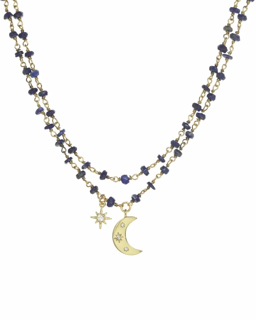 Cheap ๐ Rachel Reinhardt Gold Over Silver Blue Lapis CZ Celestial Necklace ๐ฉ Women Necklaces ๐