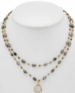 Promo 🔔 Rachel Reinhardt 14K Over Silver Labradorite & Moonstone Layered Necklace 👩 Women Necklaces 🎁