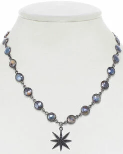 Budget 👏 Rachel Reinhardt Gunmetal Plated Labradorite & CZ Star Necklace 👩 Women Necklaces 🛒