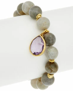 Budget 👍 Rachel Reinhardt 14K Over Silver Gemstone Stretch Bracelet 👩 Women Bracelets 🎉