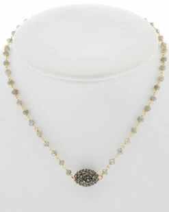 New 🎁 Rachel Reinhardt 14K Over Silver Labradorite & Crystal Necklace 👩 Women Necklaces 😉