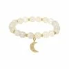 Cheapest ✨ Rachel Reinhardt Baby's Breath 14K Over Silver Moonstone CZ Moon Stretch Bracelet 👩 Women Bracelets 🔥