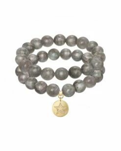 Budget ✨ Rachel Reinhardt 14K Over Silver Labradorite CZ Star Medallion Stretch Bracelet 👩 Women Bracelets 👍