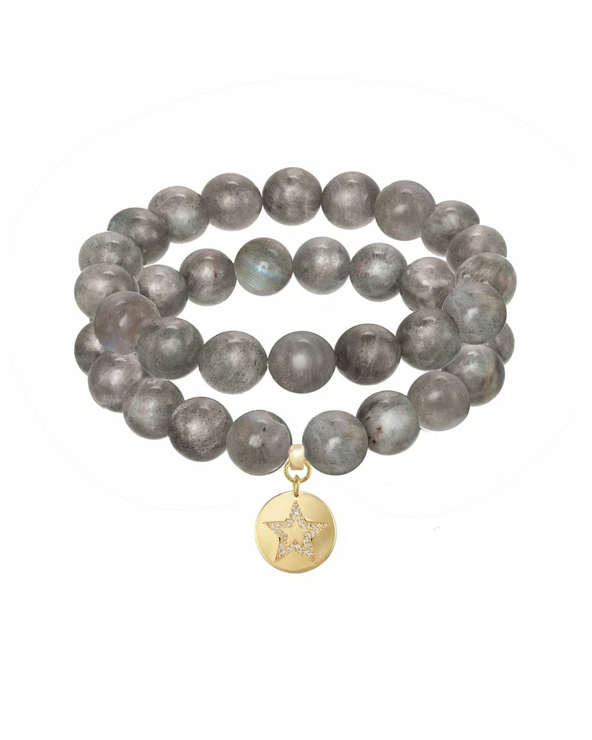 Budget โจ Rachel Reinhardt 14K Over Silver Labradorite CZ Star Medallion Stretch Bracelet ๐ฉ Women Bracelets ๐