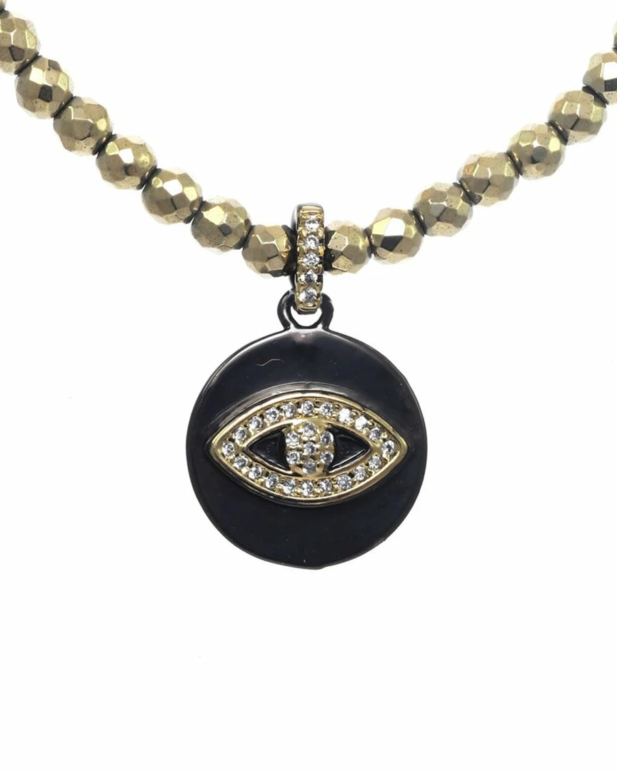 Cheapest 🛒 Rachel Reinhardt Nightfall Collection 14K Over Silver Pyrite CZ Evil Eye Pendant Necklace 👩 Women Necklaces 😍