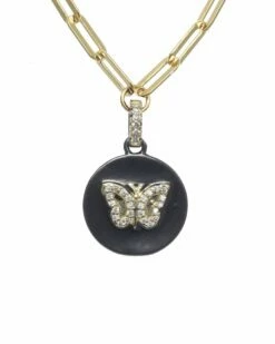 Budget 💯 Rachel Reinhardt Nightfall Collection 14K Over Silver CZ Butterfly Pendant Necklace 👩 Women Necklaces 👏