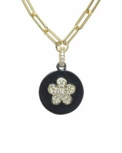 Wholesale 😀 Rachel Reinhardt Nightfall Collection 14K Over Silver CZ Flower Pendant Necklace 👩 Women Necklaces 🥰