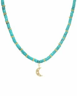 Cheapest ⭐ Rachel Reinhardt Layla Collection 14K Over Silver Turquoise CZ Heishi Necklace 👩 Women Necklaces 🛒