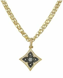 Coupon 😀 Rachel Reinhardt Fire And Ice 14K Over Silver CZ Quatrefoil Flower Necklace 👩 Women Necklaces 🧨